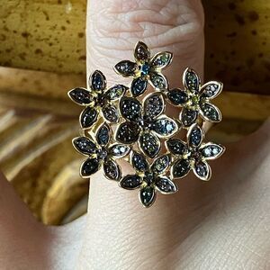 Natural Diamond Sterling Silver Cocktail Ring Size 7